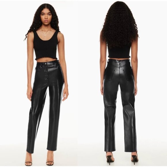 Aritzia Wilfred The Melina High-waisted Vegan Leather pants in Black Size 10
